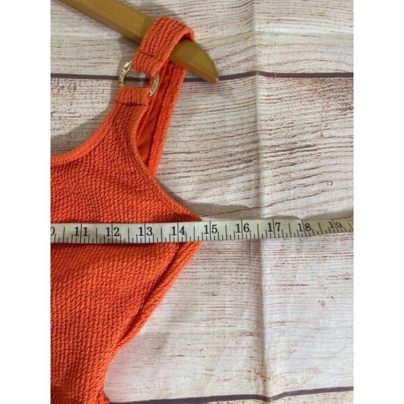 Michael Michael Kors women's Orange One Piece Textured Swimsuit - 6 - Picture 8 of 12